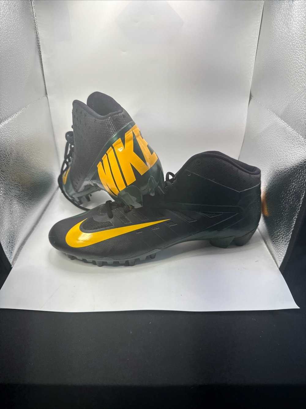 MEN'S NIKE VAPOR PRO 3/4 D FOOTBALL CLEATS Dark Green Yellow Size 16 NWOB